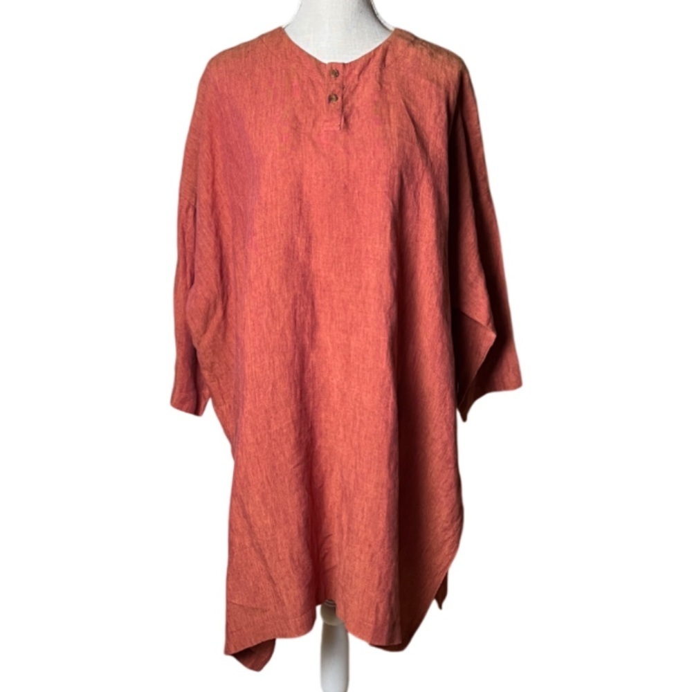 Eskandar Neiman Marcus Red/Rust/Gold Linen Tunic - Size 0 (small 6-8)